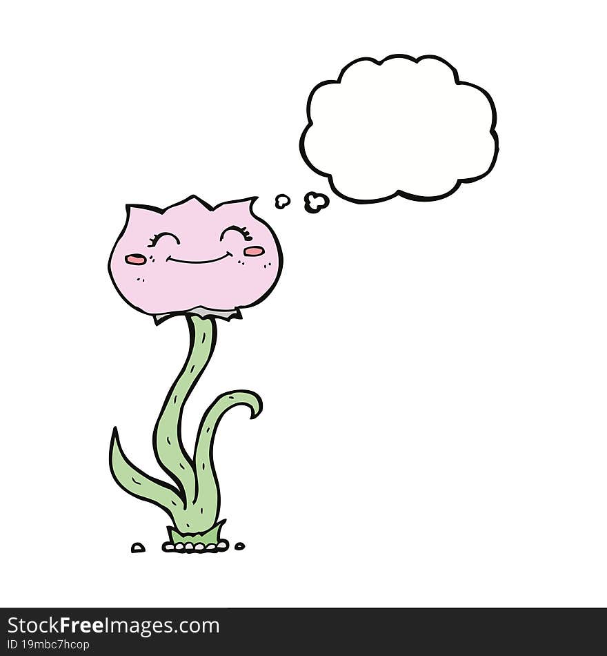 cartoon flower with thought bubble