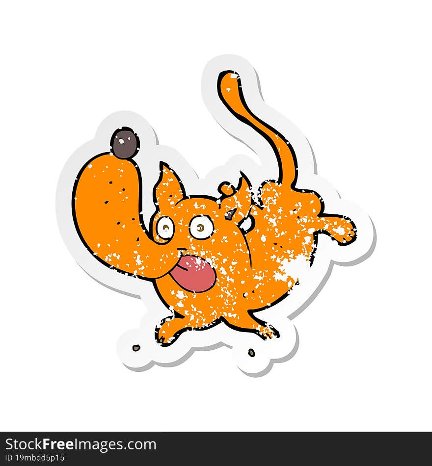 retro distressed sticker of a cartoon funny dog