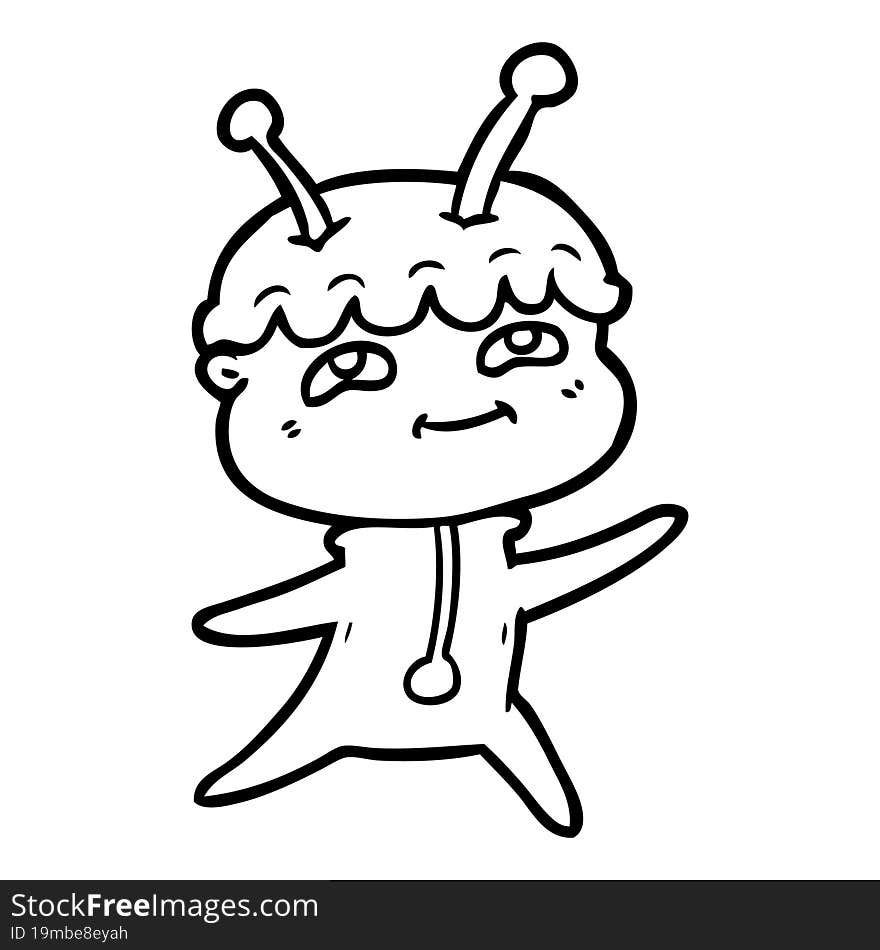 friendly cartoon spaceman dancing. friendly cartoon spaceman dancing