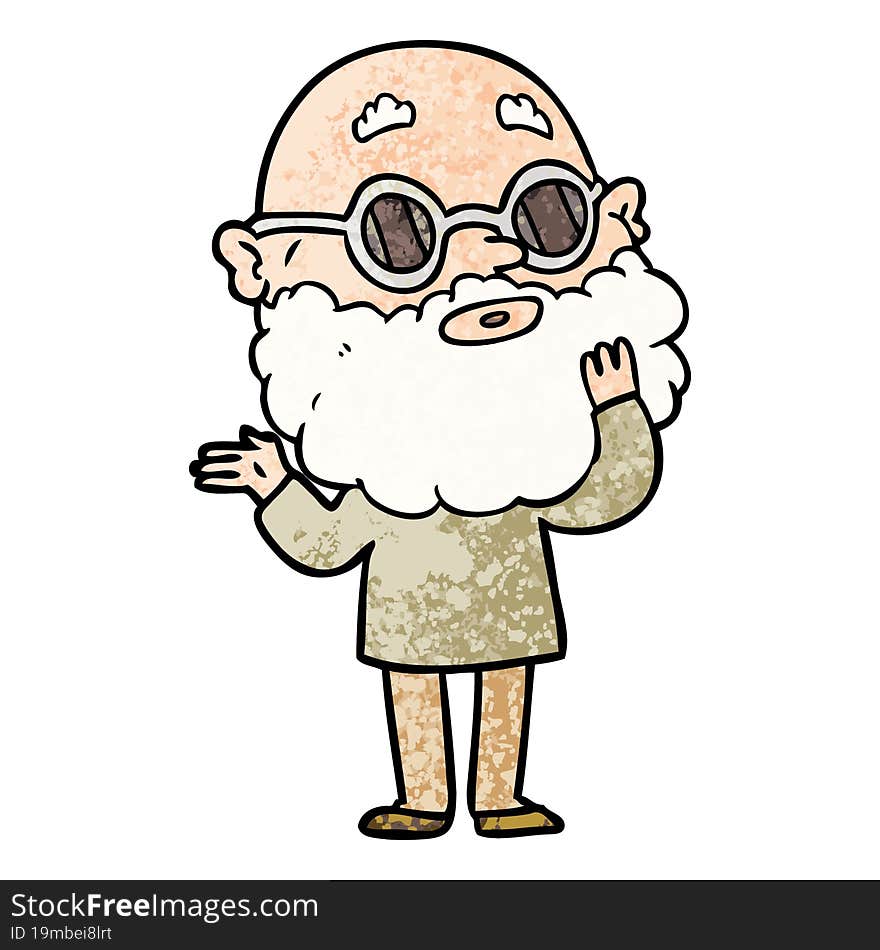 cartoon curious man with beard and glasses. cartoon curious man with beard and glasses