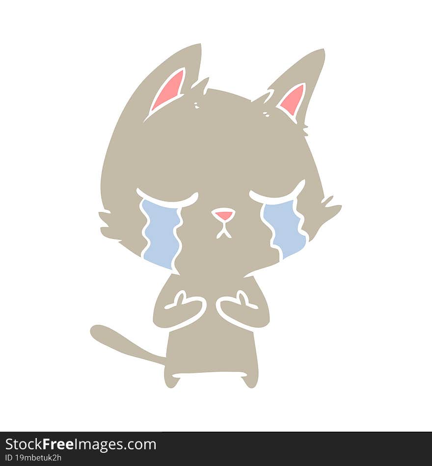 crying flat color style cartoon cat