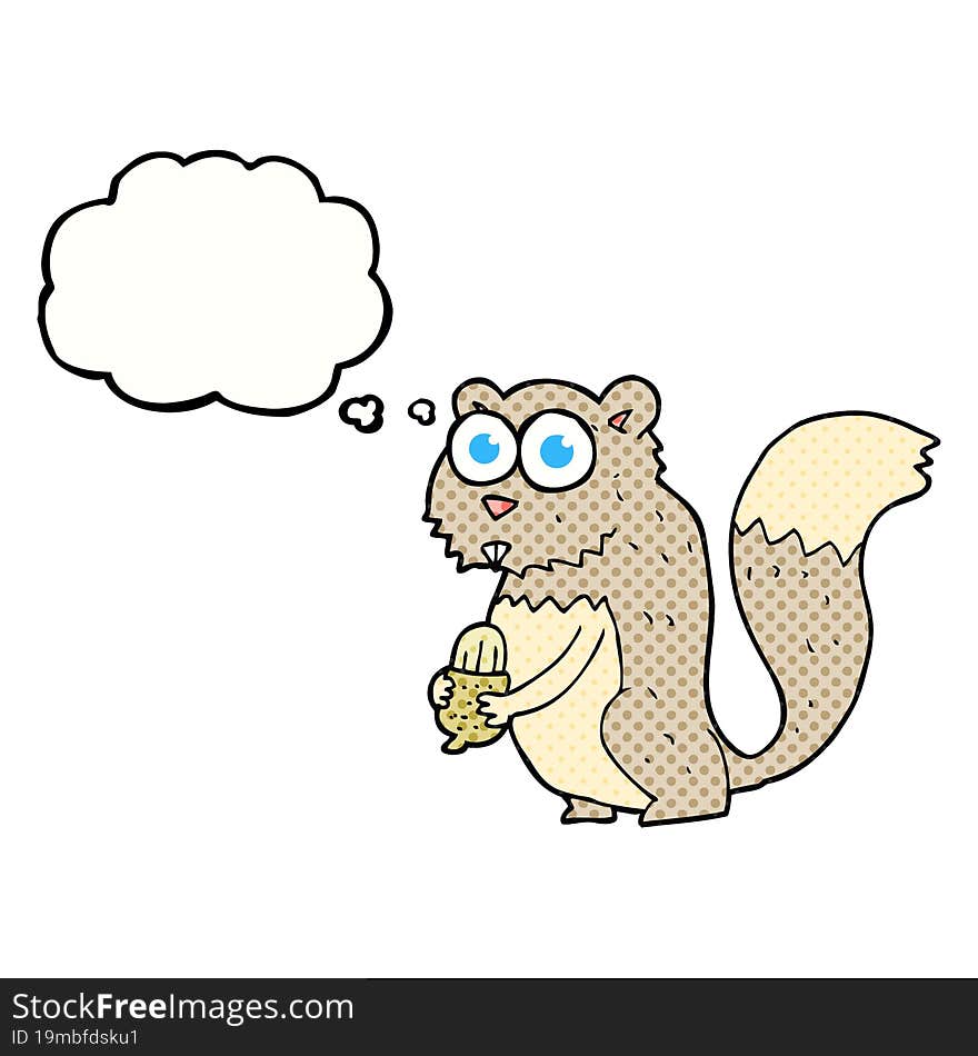 thought bubble cartoon angry squirrel with nut