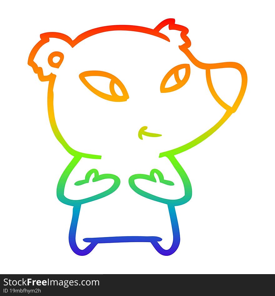 rainbow gradient line drawing cute cartoon bear