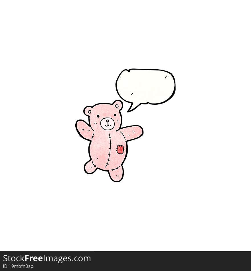 cartoon pink teddy bear with speech bubble