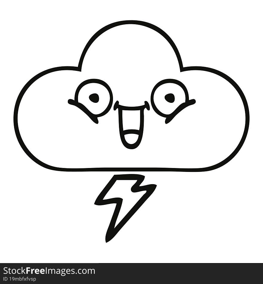 line drawing cartoon of a storm cloud