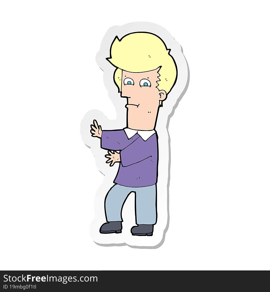 sticker of a cartoon man gesturing wildly