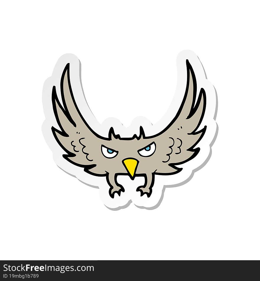 sticker of a cartoon flying bird