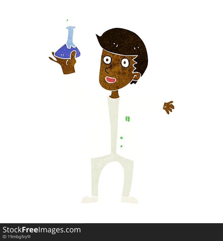 cartoon happy scientist