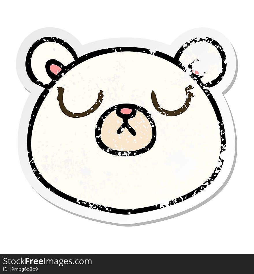 distressed sticker of a quirky hand drawn cartoon polar bear