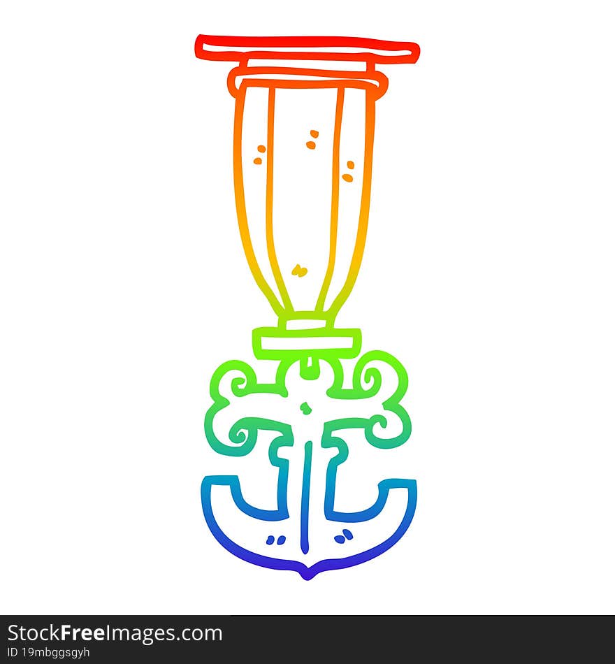 rainbow gradient line drawing cartoon sailor medal