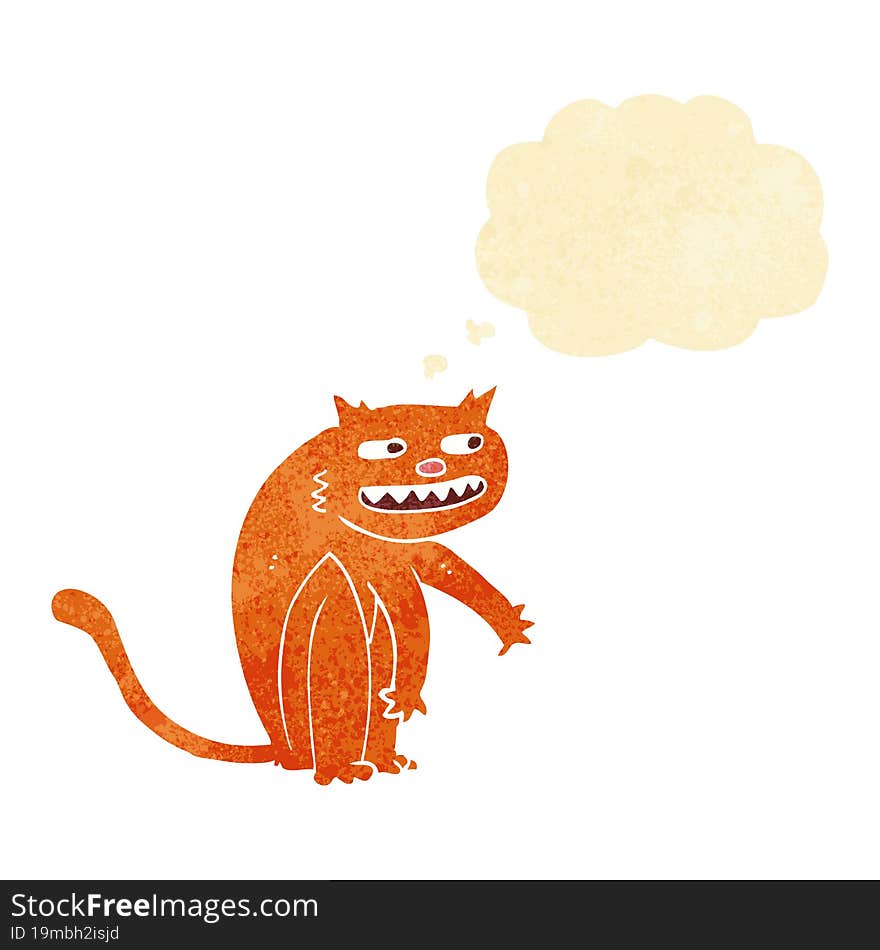 cartoon happy cat with thought bubble