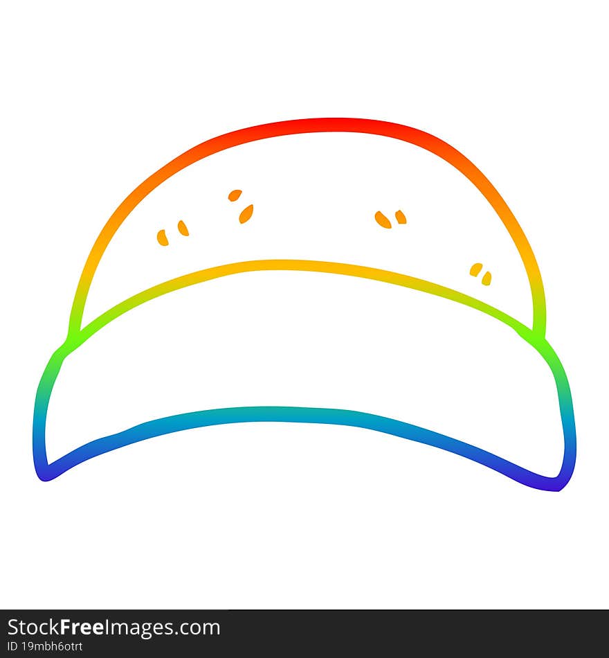 rainbow gradient line drawing of a cartoon hat