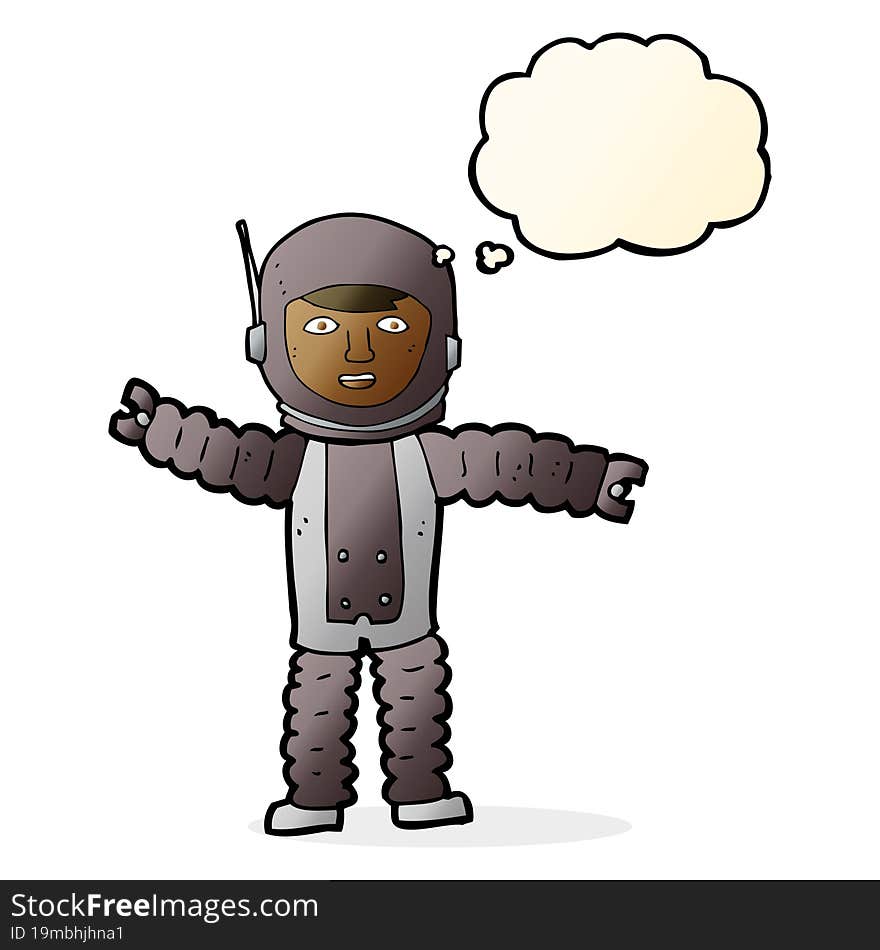 cartoon astronaut with thought bubble