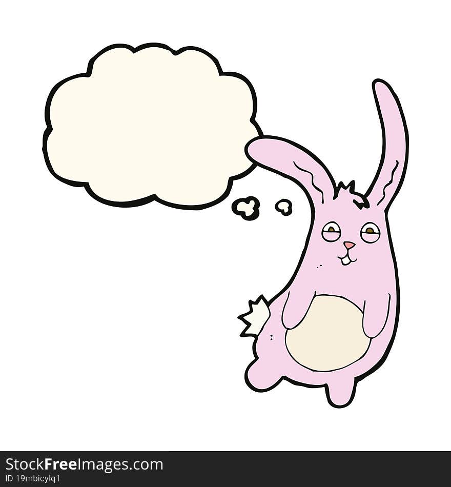 funny cartoon rabbit with thought bubble