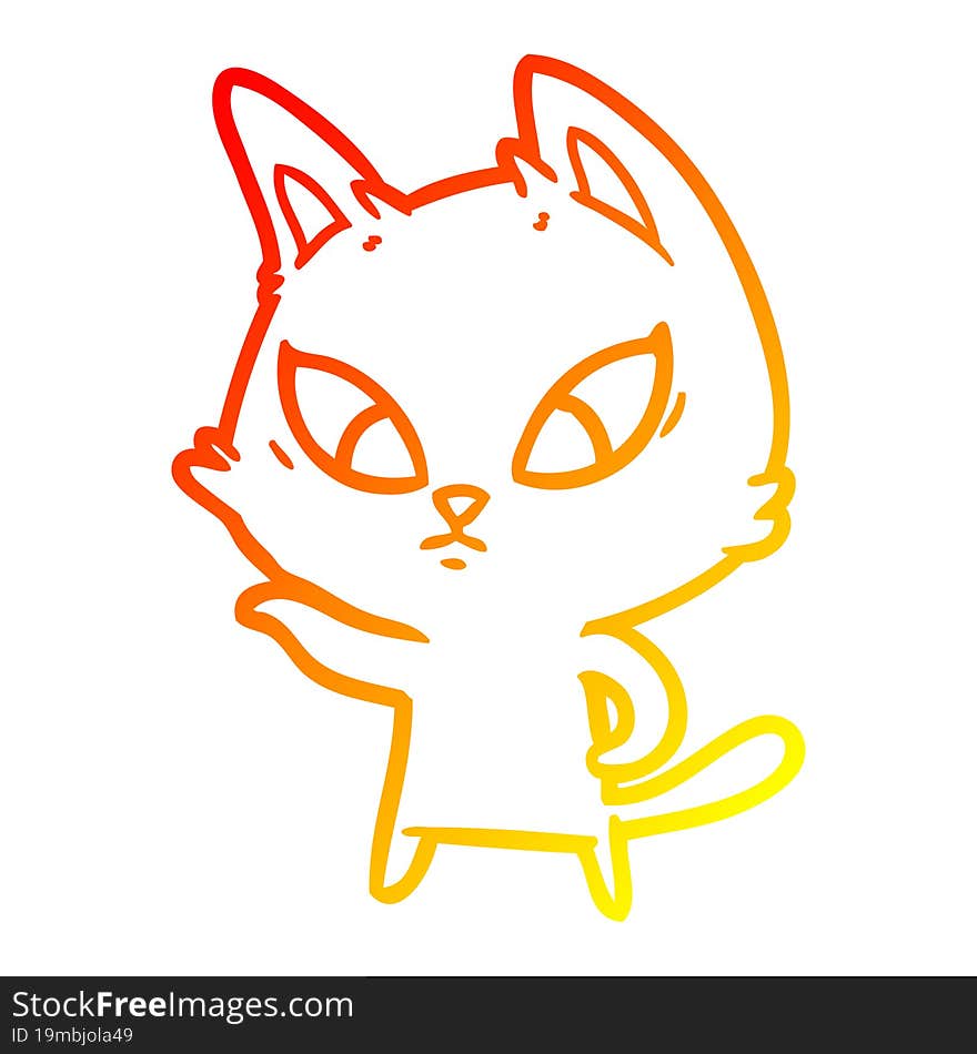 warm gradient line drawing confused cartoon cat