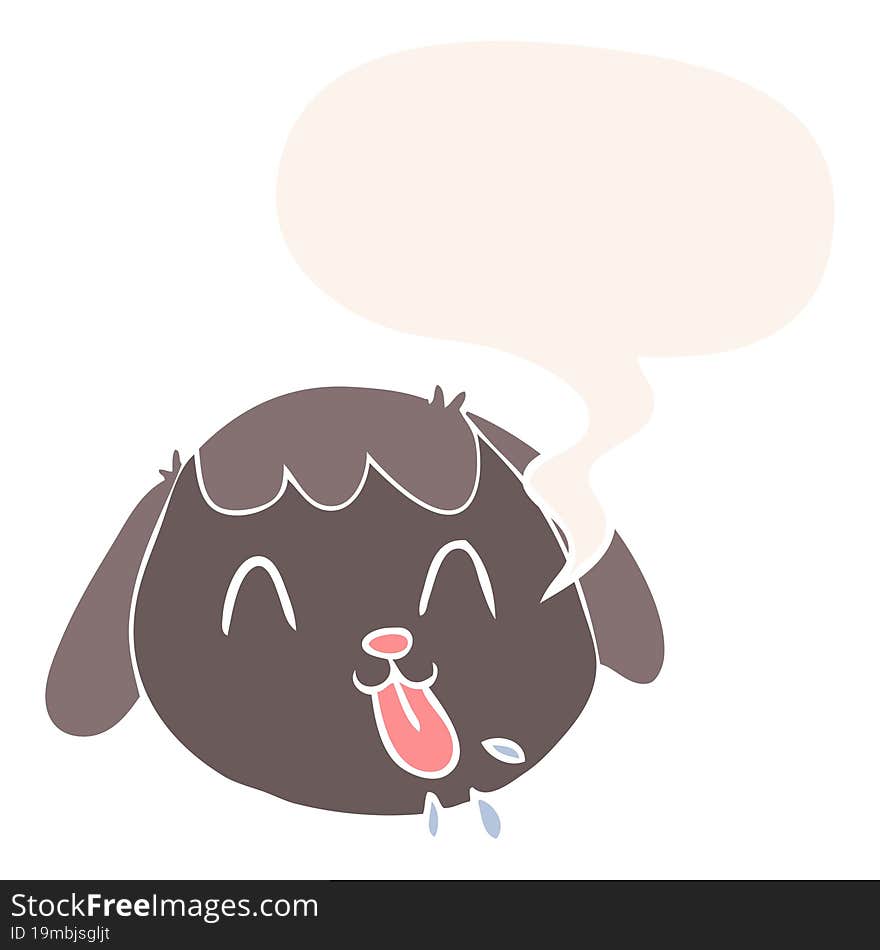 cartoon dog face and speech bubble in retro style