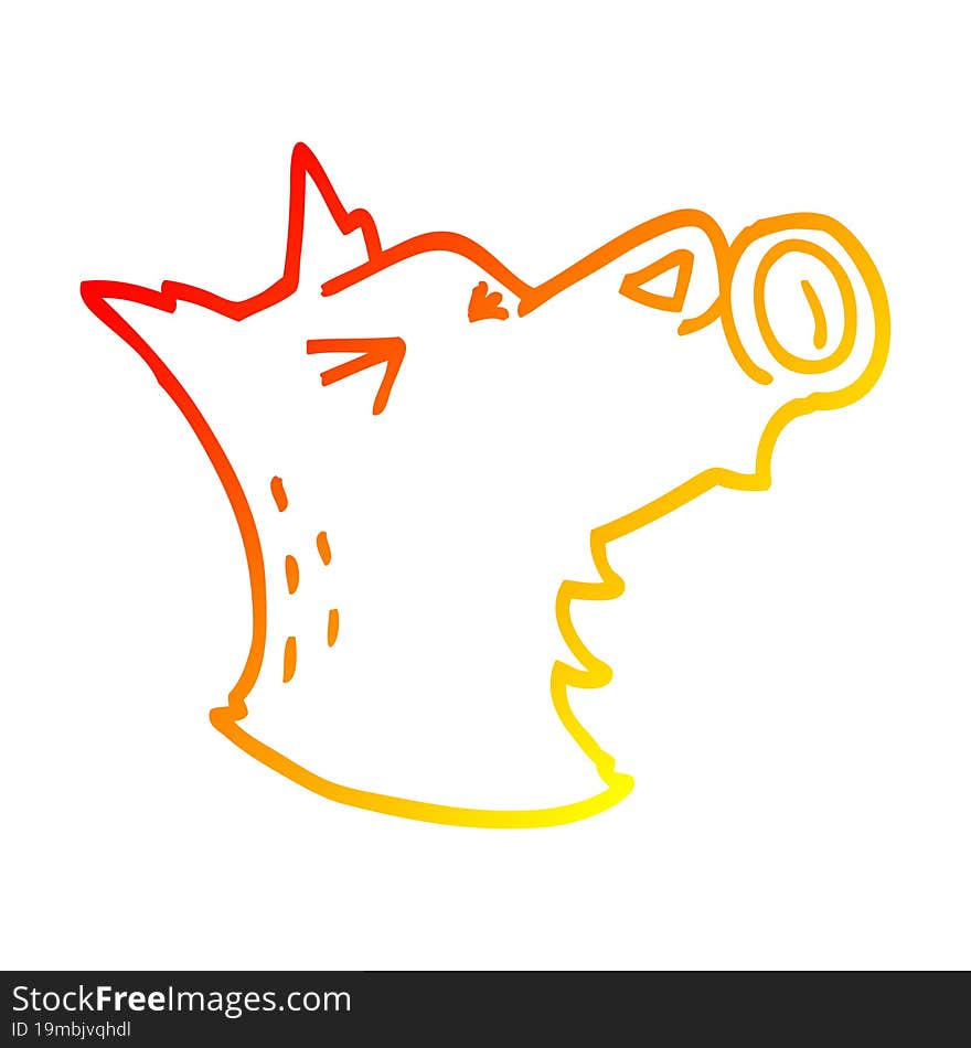 warm gradient line drawing cartoon howling wolf