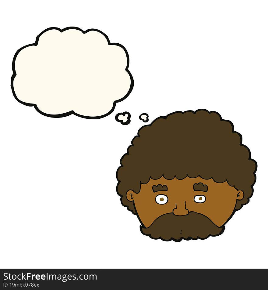 Cartoon Man With Mustache With Thought Bubble