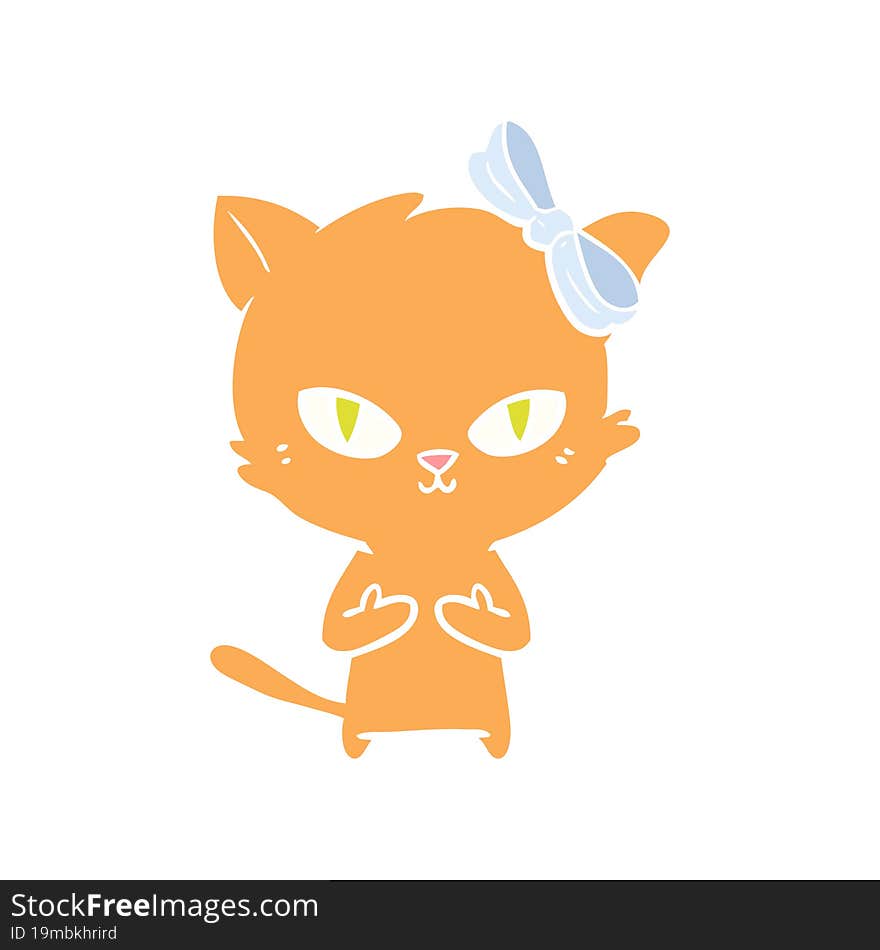 cute flat color style cartoon cat