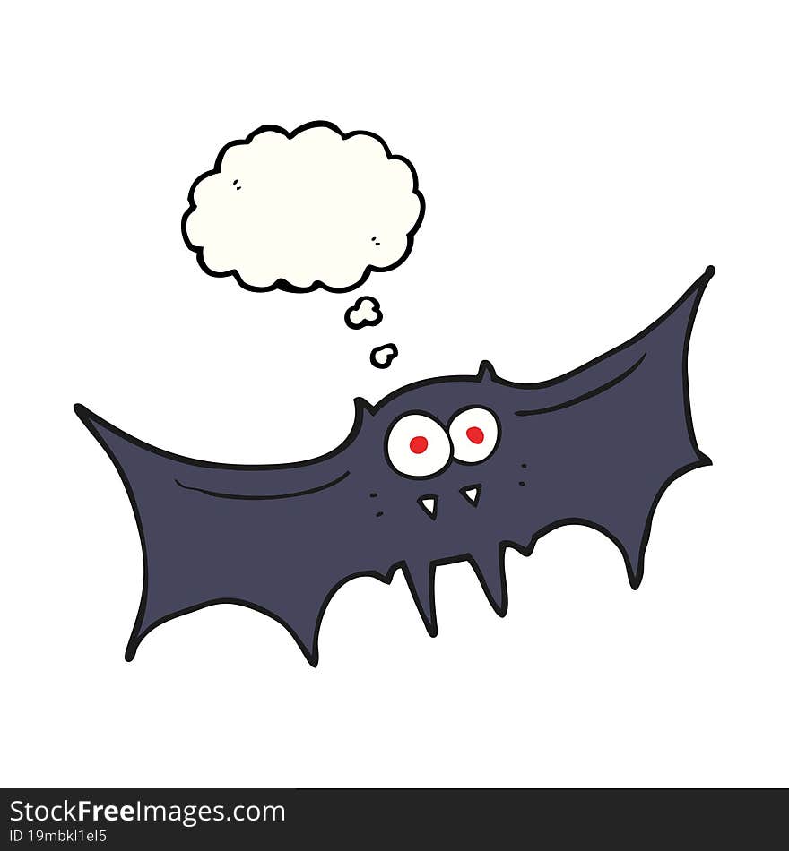 freehand drawn thought bubble cartoon vampire bat