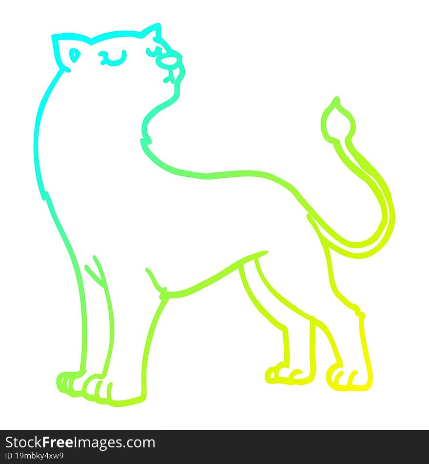 cold gradient line drawing of a cartoon lioness