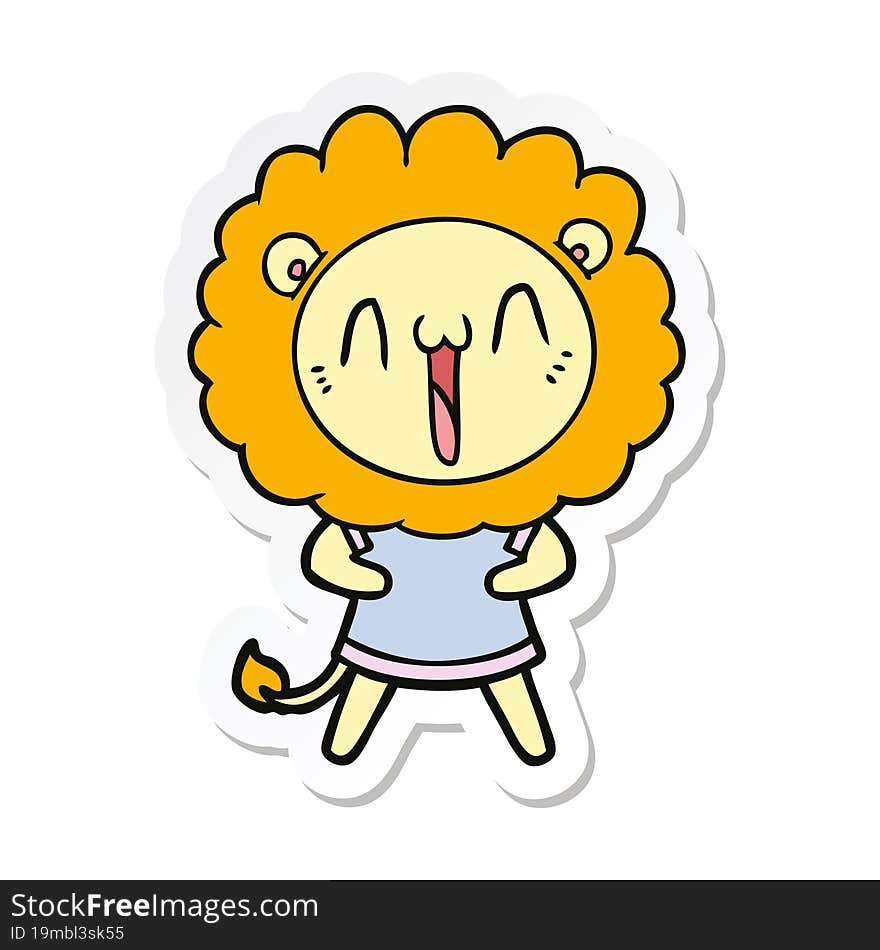 sticker of a happy cartoon lion