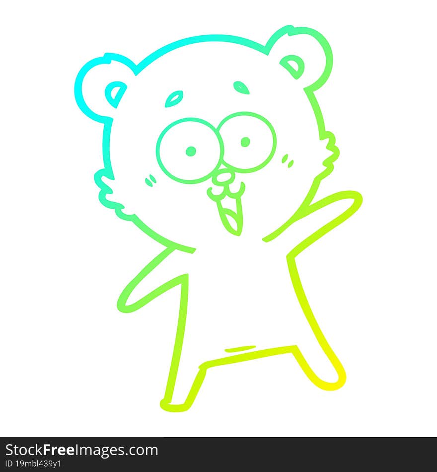 cold gradient line drawing of a laughing teddy  bear cartoon