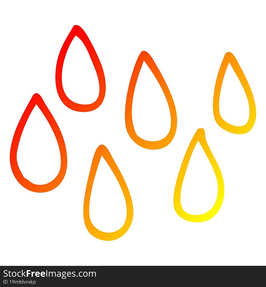 Warm Gradient Line Drawing Cartoon Rain Drops