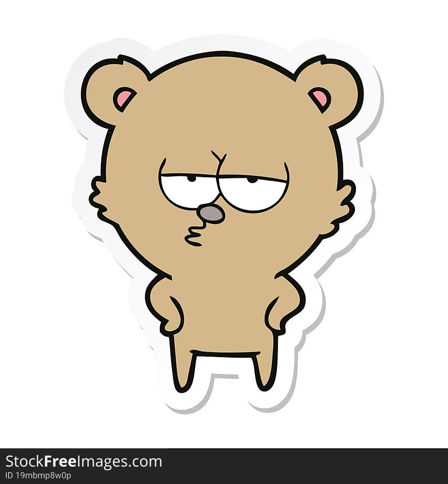 sticker of a bored bear cartoon