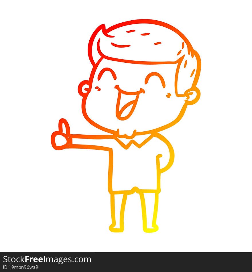 warm gradient line drawing of a cartoon man laughing