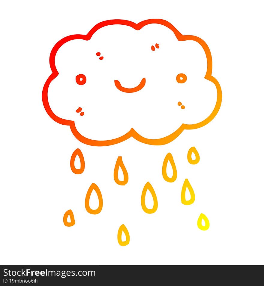 warm gradient line drawing cute cartoon cloud