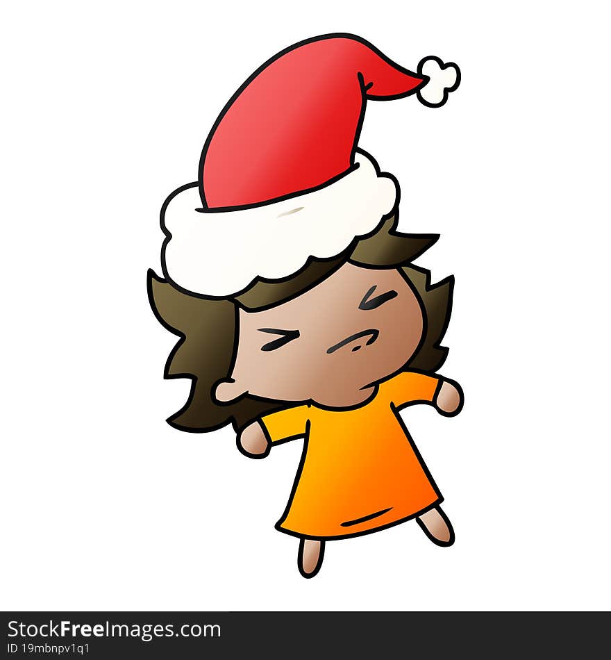 christmas gradient cartoon of kawaii girl