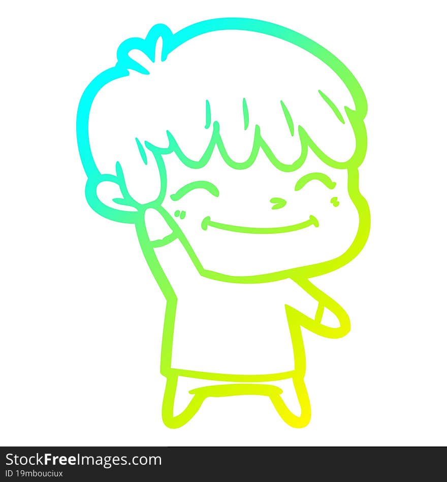 cold gradient line drawing happy cartoon boy