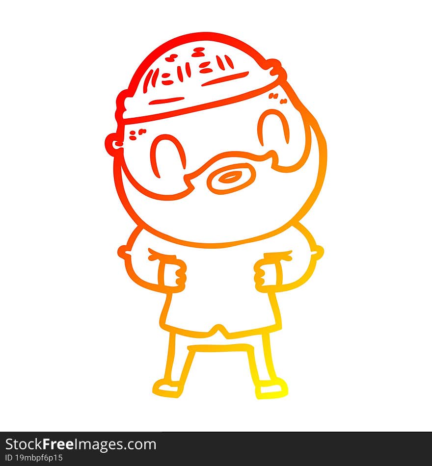 warm gradient line drawing cartoon bearded man