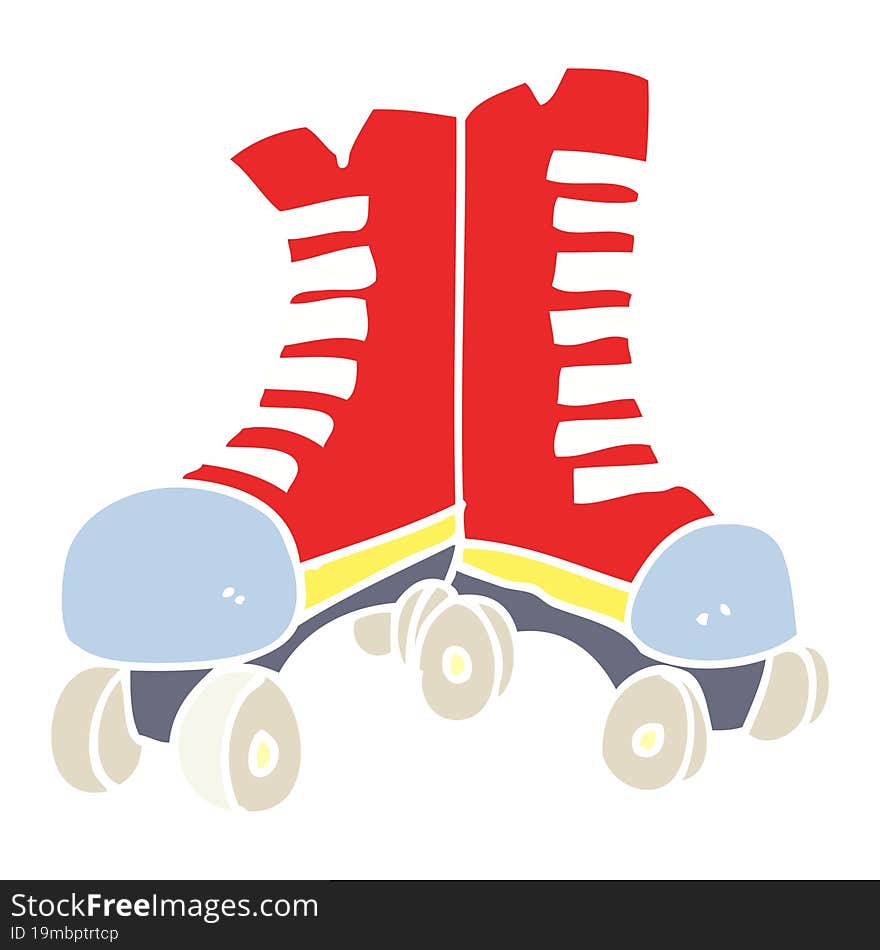 flat color style cartoon roller boots