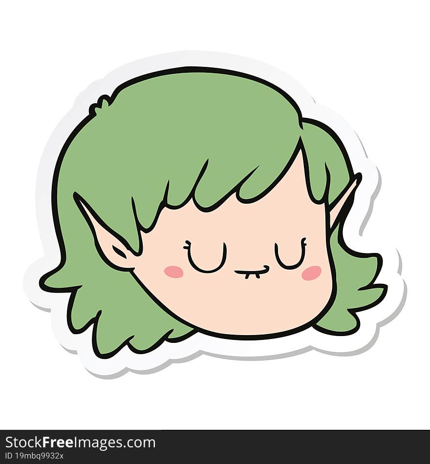 sticker of a cartoon elf girl