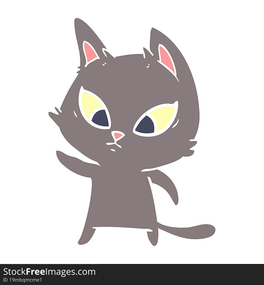 confused flat color style cartoon cat