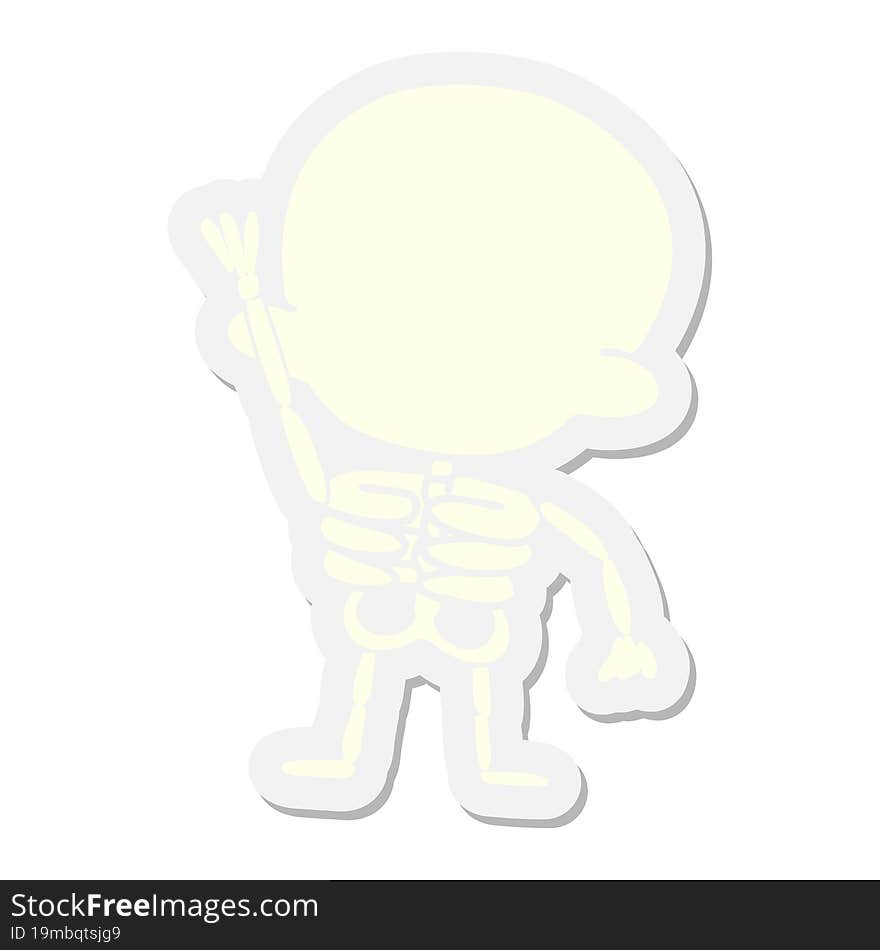 skeleton waving sticker