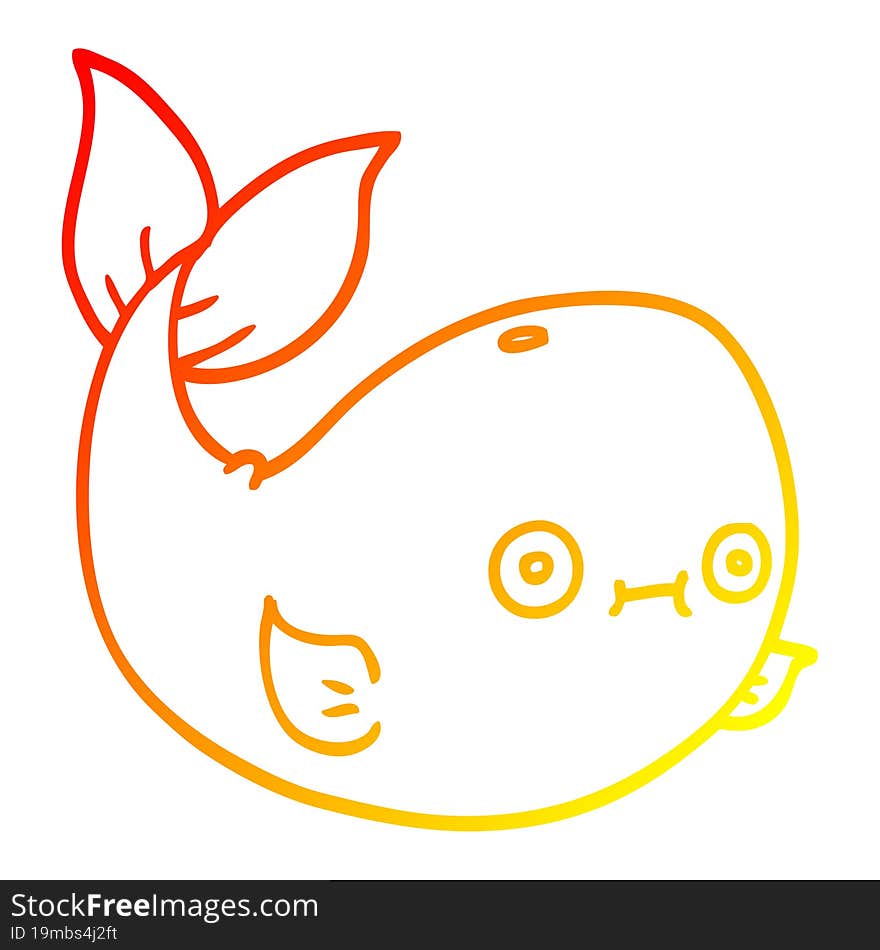 warm gradient line drawing cartoon sea whale