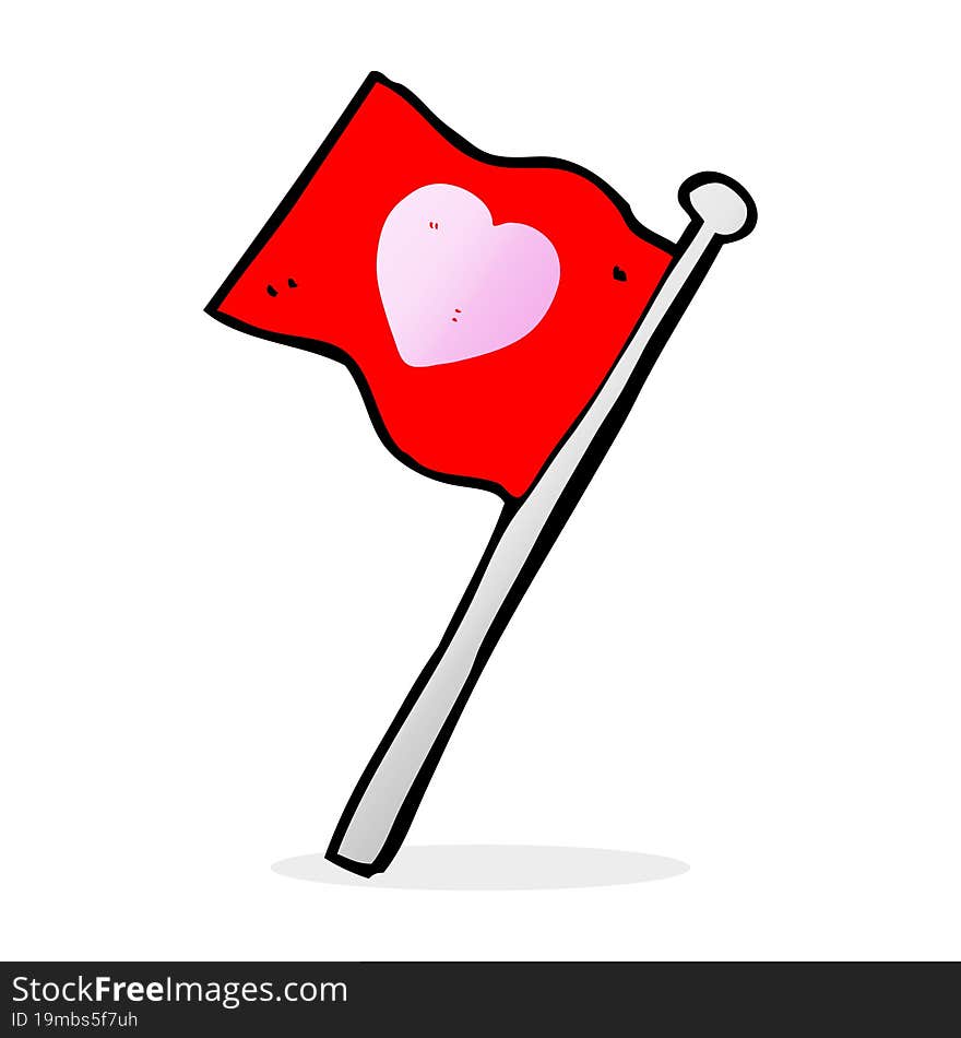 cartoon flag with love heart. cartoon flag with love heart