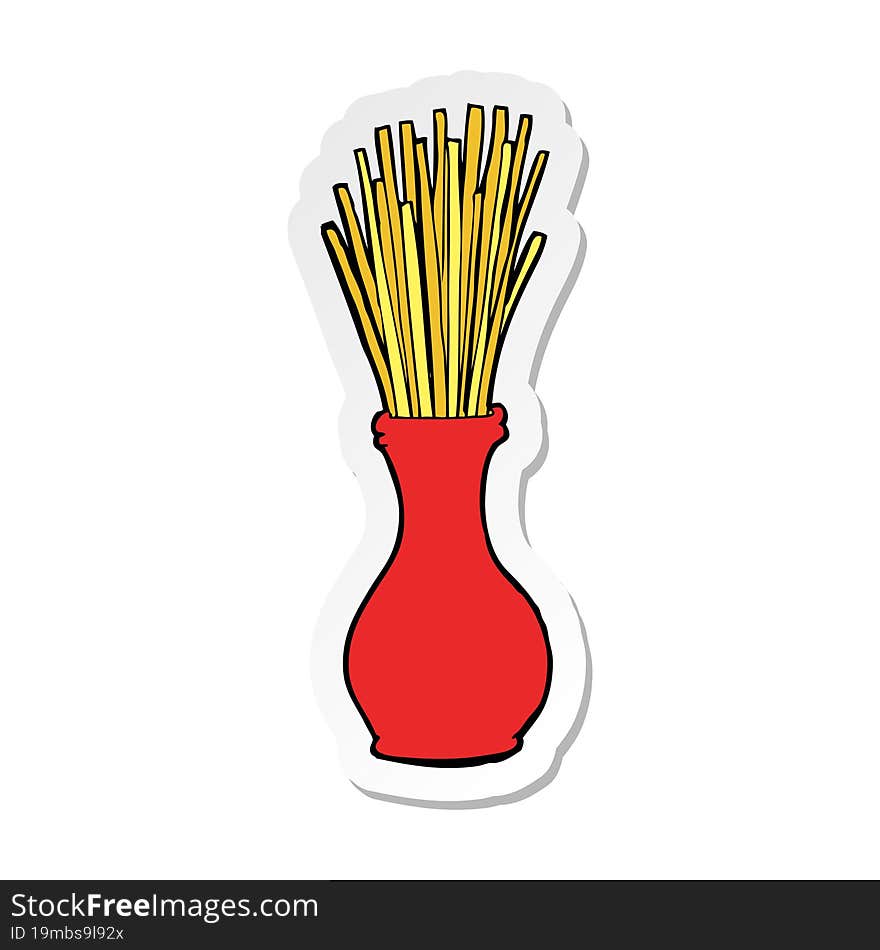 sticker of a cartoon reeds in vase