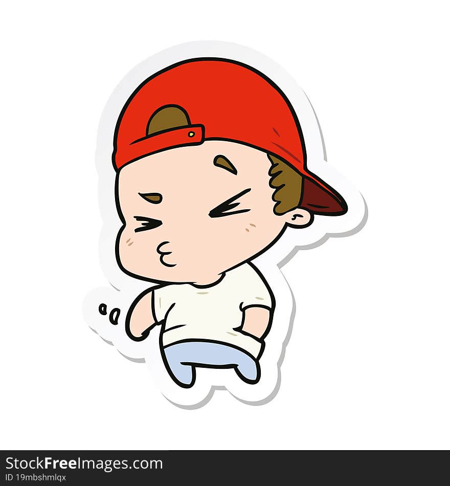 sticker of a cartoon cool kid