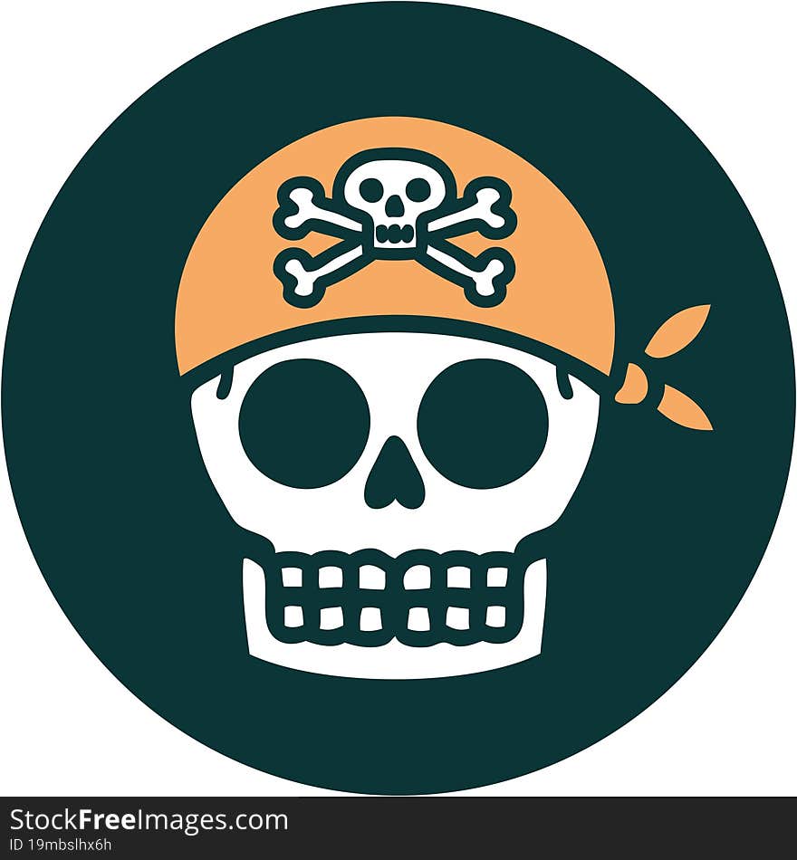 tattoo style icon of a pirate skull