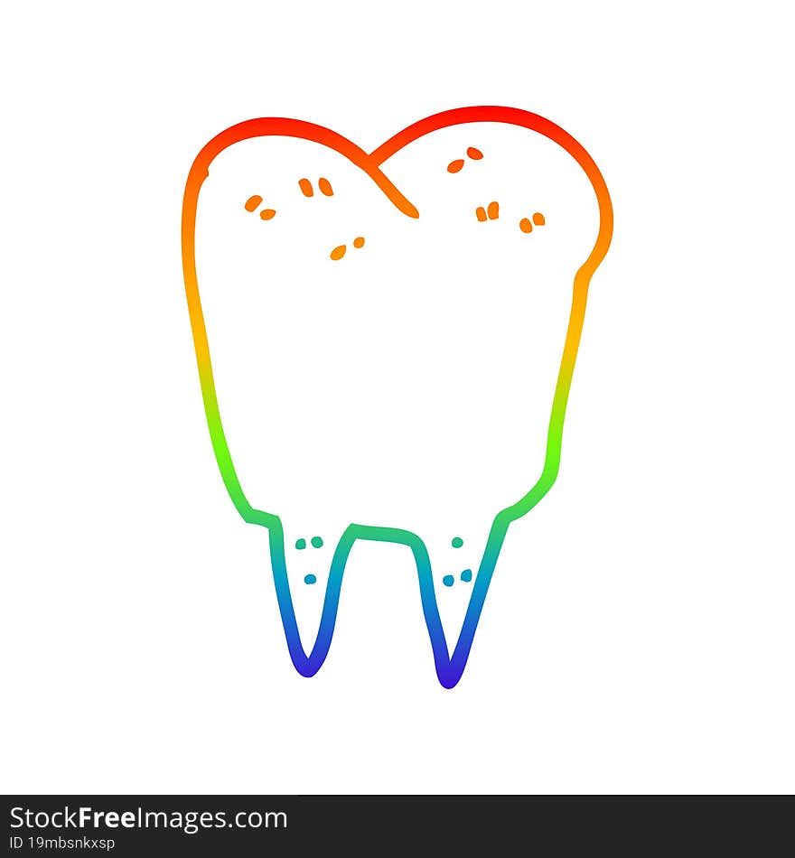 rainbow gradient line drawing cartoon tooth