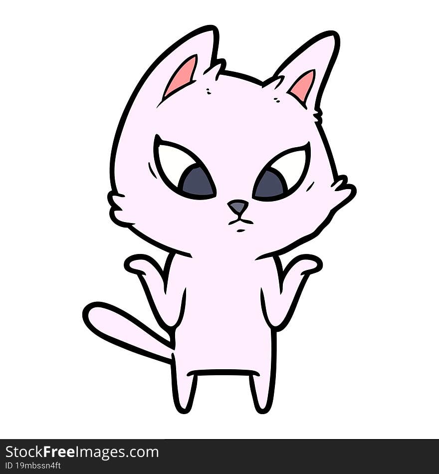 confused cartoon cat shrugging shoulders. confused cartoon cat shrugging shoulders