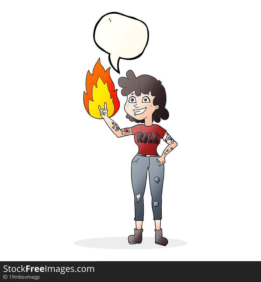 freehand drawn speech bubble cartoon rock girl