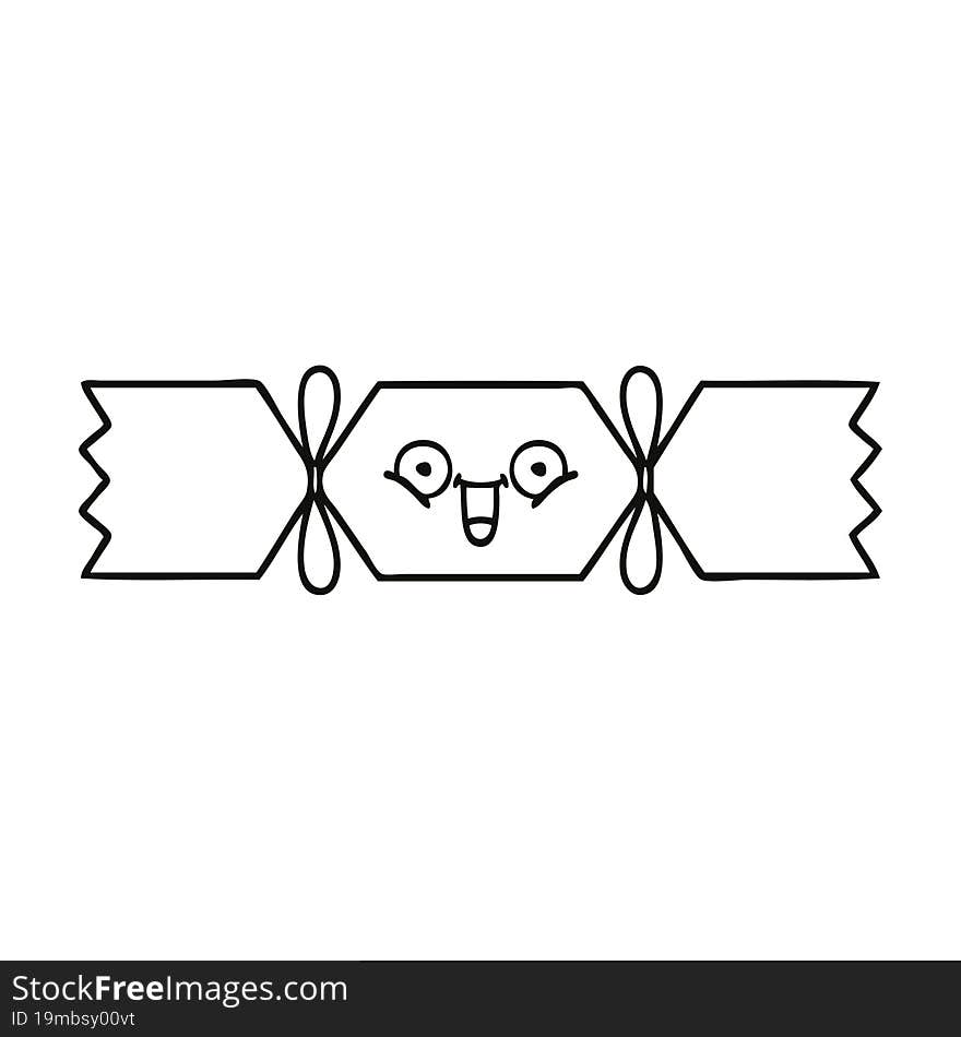 Line Drawing Cartoon Christmas Cracker