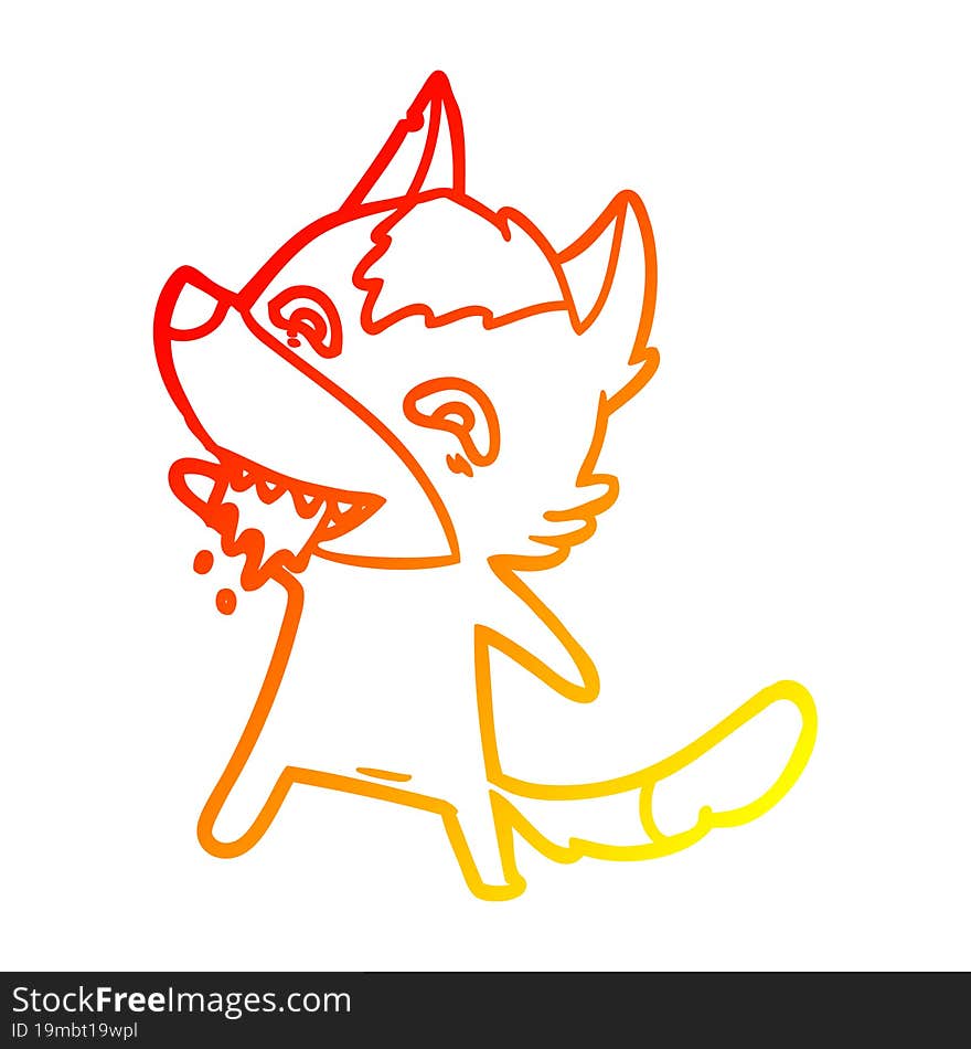 warm gradient line drawing cartoon hungry wolf