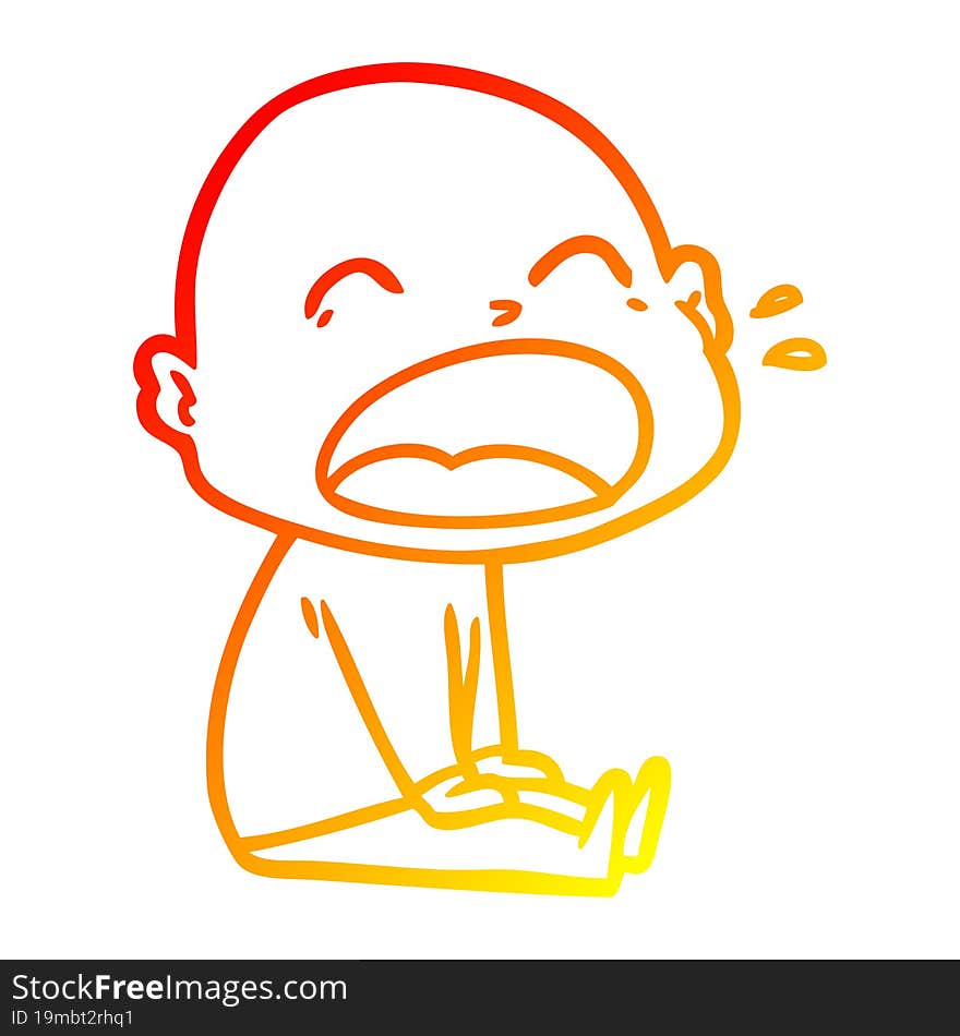 warm gradient line drawing cartoon shouting bald man