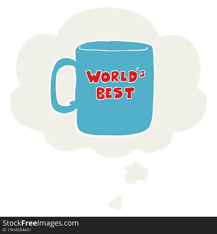 worlds best mug and thought bubble in retro style